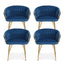 1 Set of 4 Artiss Dining Chairs Velvet Weaving Armchair Blue