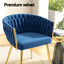 1 Set of 4 Artiss Dining Chairs Velvet Weaving Armchair Blue
