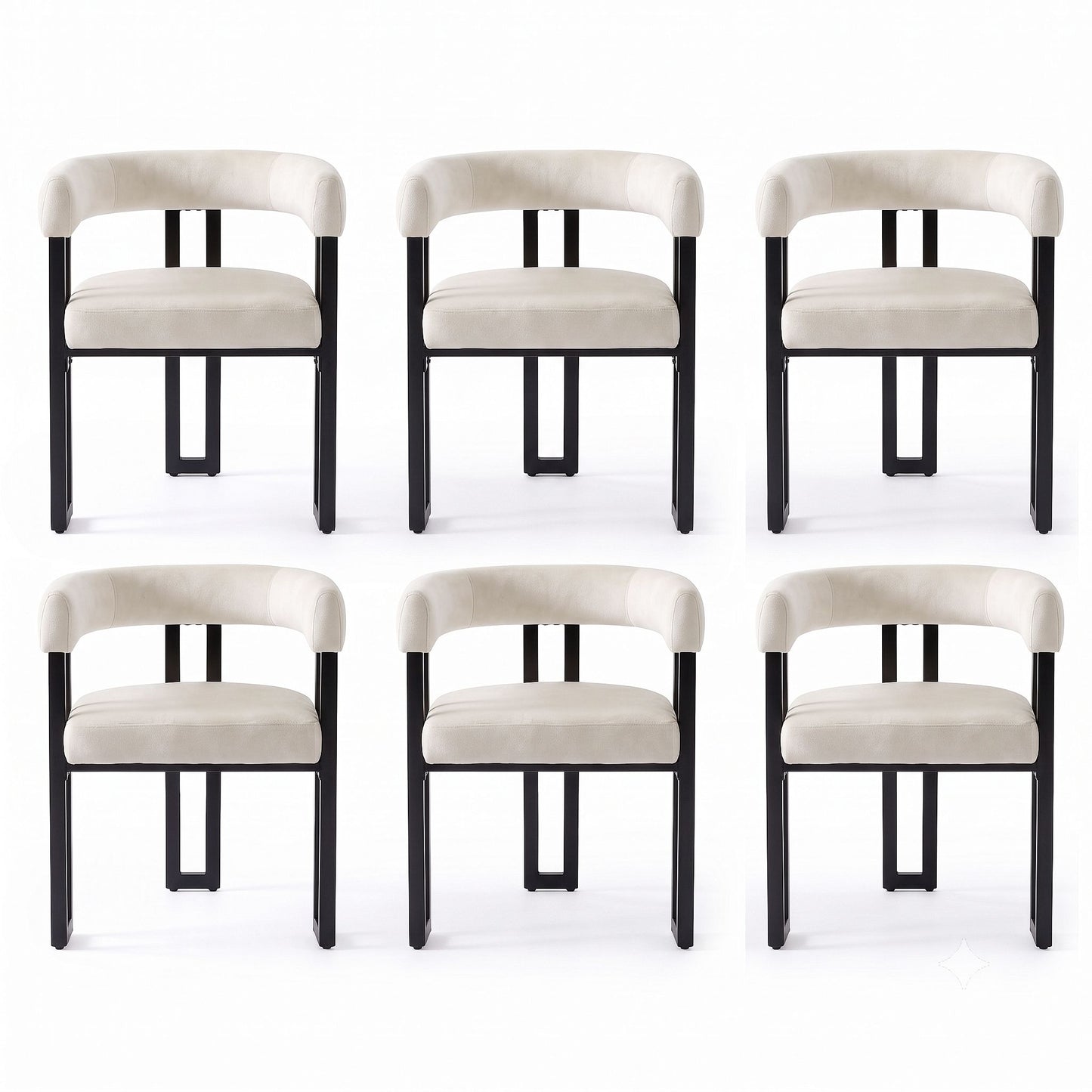 Artiss Dining Chairs Set of 6 Velvet Upholstered Barrel Chairs with Curved Armrests & Back Beige