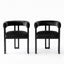 Artiss Dining Chairs Set of 2 Velvet Upholstered Barrel Chairs with Curved Armrests & Back Black