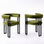 Artiss Dining Chairs Set of 2 Velvet Upholstered Barrel Chairs with Curved Armrests & Back Green