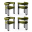 Artiss Dining Chairs Set of 4 Velvet Upholstered Barrel Chairs with Curved Armrests & Back Green