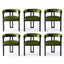 Artiss Dining Chairs Set of 6 Velvet Upholstered Barrel Chairs with Curved Armrests & Back Green
