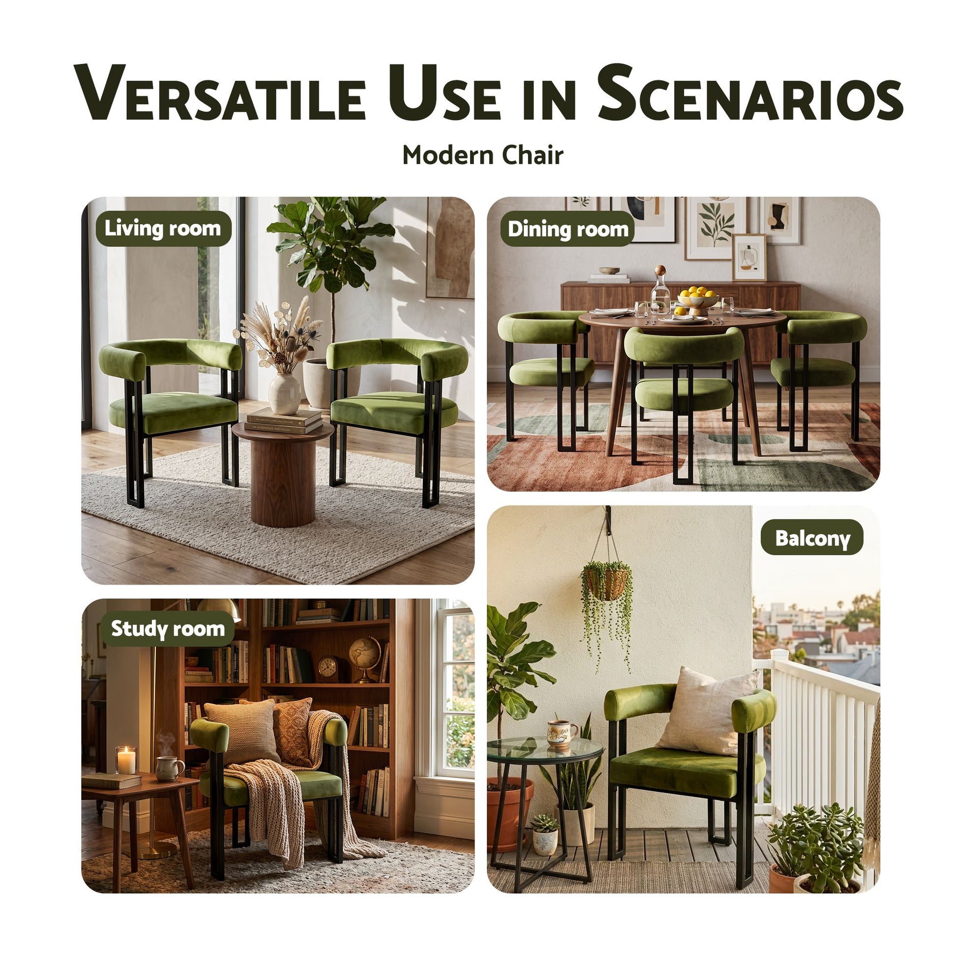 Artiss Dining Chairs Set of 6 Velvet Upholstered Barrel Chairs with Curved Armrests & Back Green