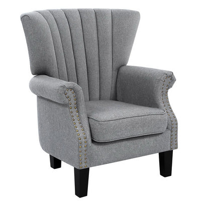 Artiss Upholstered Fabric Armchair Accent Tub Chairs Modern seat Sofa Lounge Grey