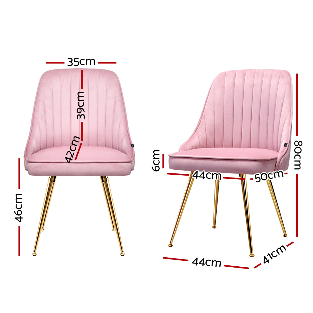 Artiss Set of 2 Dining Chairs Retro Chair Cafe Kitchen Modern Iron Legs Velvet Pink