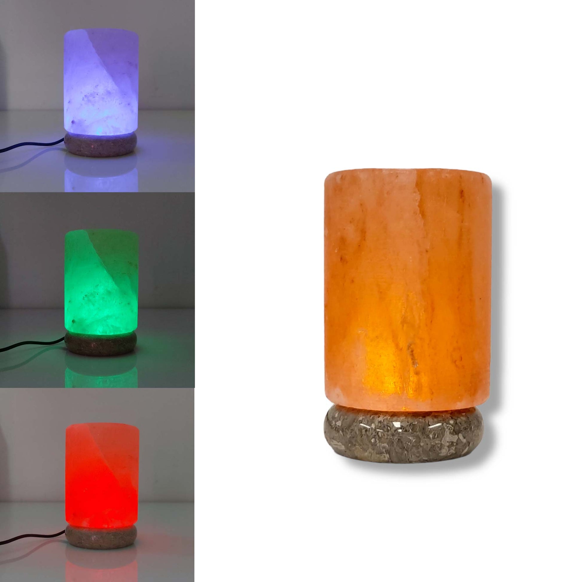 USB Colour Changing Salt Himalayan Lamp - Cylinder Shape Pink Rock LED Light