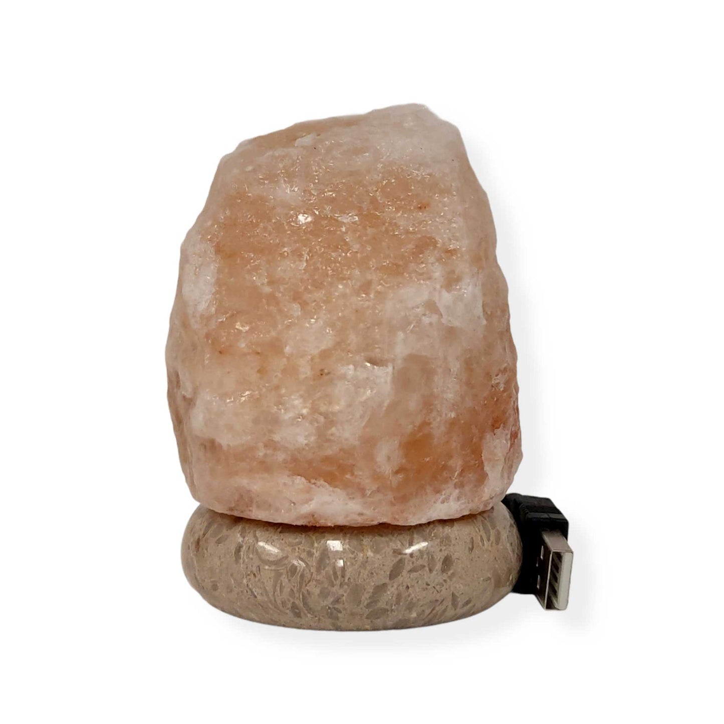 USB Himalayan Salt Lamp - Mini Natural Rock Shape Pink Crystal Rock Marble Light