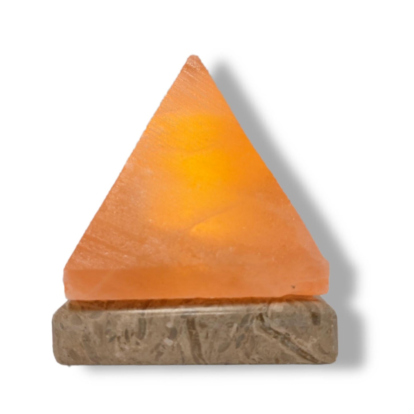 USB Himalayan Salt Lamp - Pyramid Triangle Carved Shape Pink Crystal Rock Light