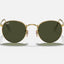 Unisex Ray Ban Sunglasses Rb3447 Round Metal Polished Gold/ Green Sunnies - Xs