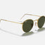 Unisex Ray Ban Sunglasses Rb3447 Round Metal Polished Gold/ Green Sunnies - Xs