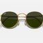 Unisex Ray Ban Sunglasses Rb3447 Round Metal Polished Gold/ Green Sunnies - Xs