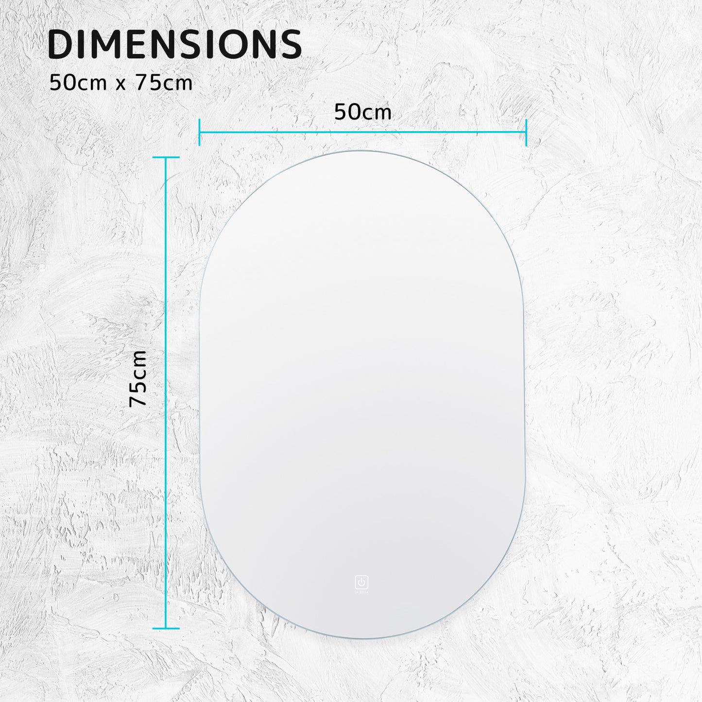 LED Wall Mirror Oval Anti-Fog Bathroom 50x75cm BLACK