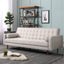 Sofa Bed 3 Seater Button Tufted Lounge Set for Living Room Couch in Fabric Beige Colour