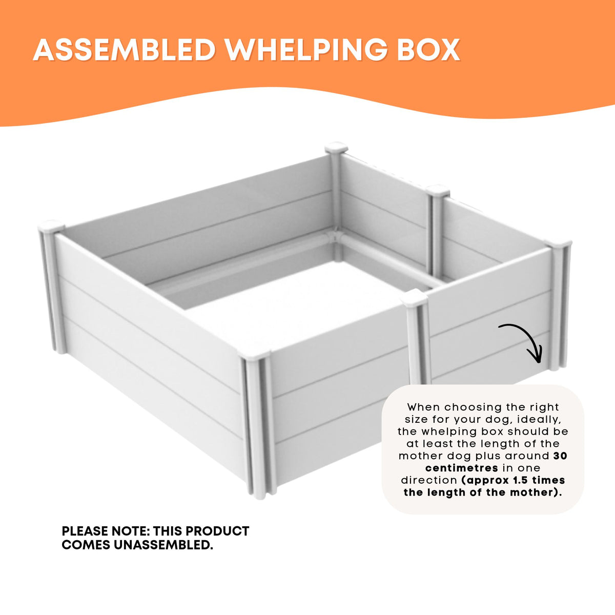 Rooster Farms PVC Dog Whelping Box Puppy Birthing Pen Anti-Crush Rail
