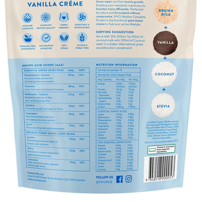 VIVO Vanilla Crème Plant Protein - Organic Vegan Gluten-Free