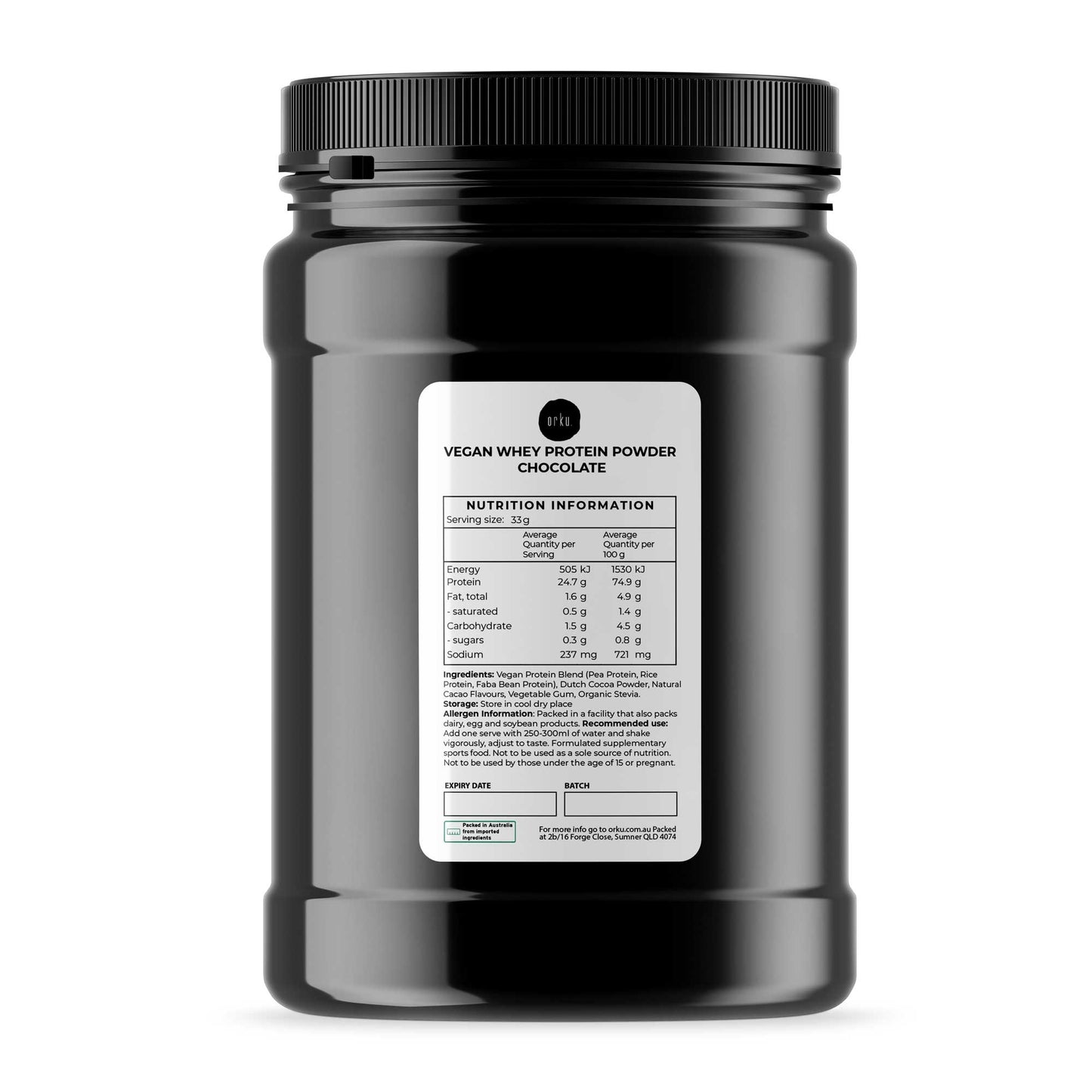 Vegan Whey Protein Powder Blend - Chocolate Plant WPI/WPC Supplement Jars