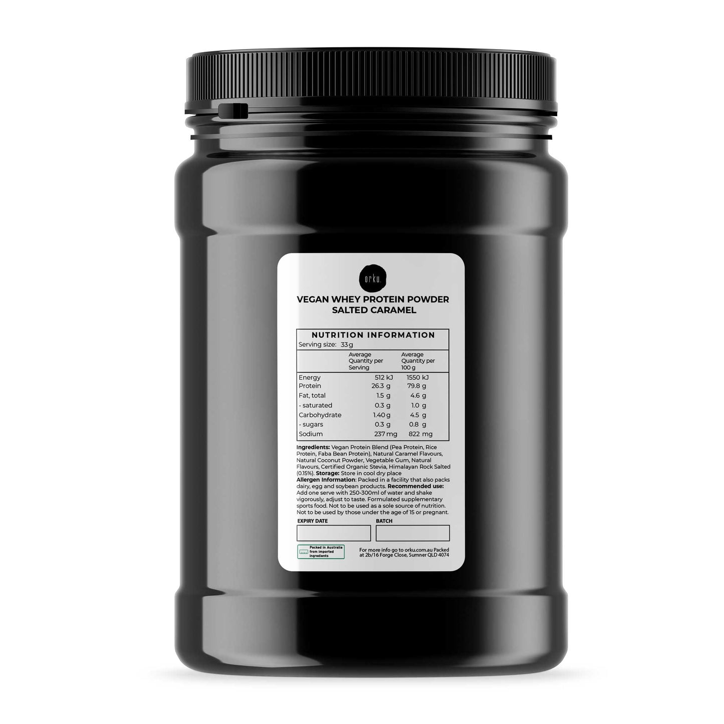 Vegan Whey Protein Powder Blend Jars - Salted Caramel Plant WPI/WPC Supplement