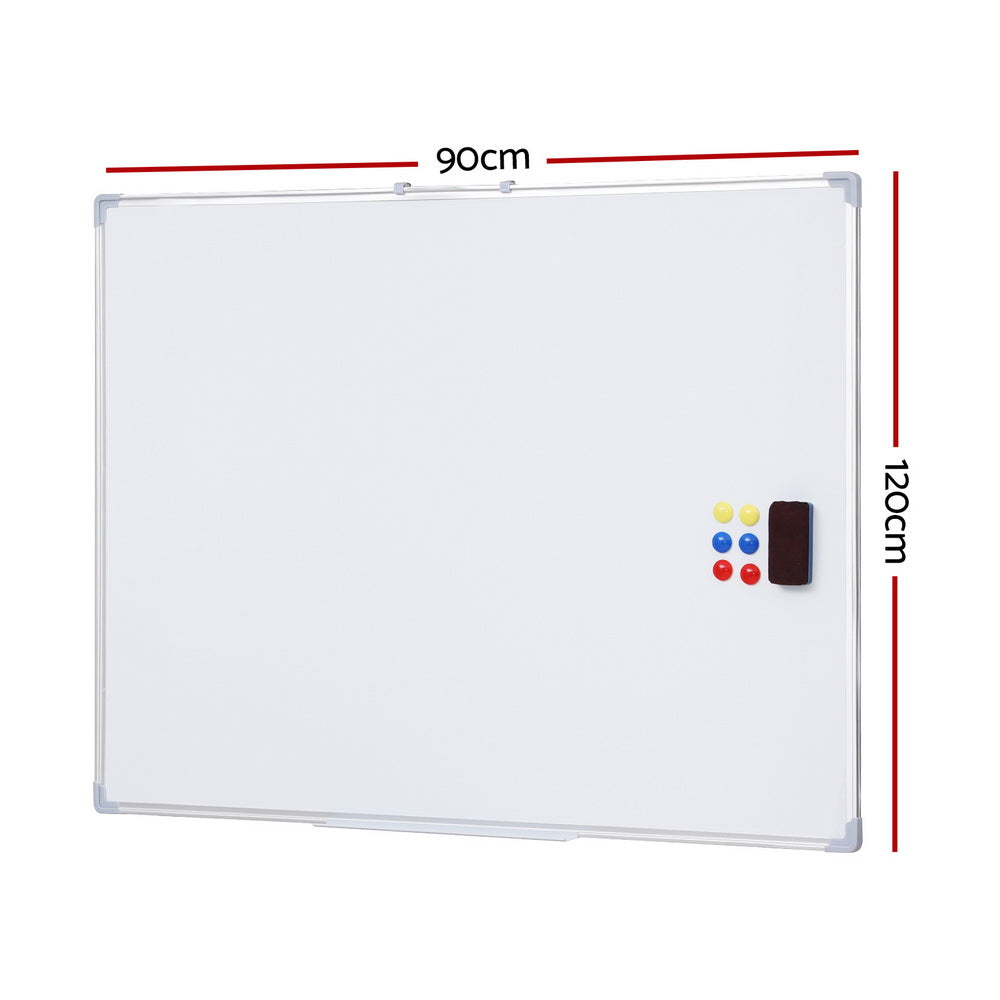 Magnetic Whiteboard 90x120cm Erase Board Marker Eraser Tray Home Office School