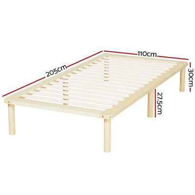 Artiss Bed Frame King Single Size Wooden Base Mattress Platform Timber Pine AMBA