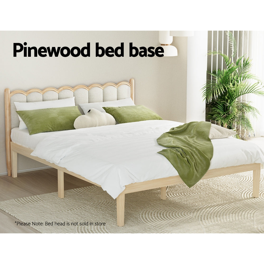 Artiss Bed Frame Queen Size Wooden Base Mattress Platform Timber Pine BRUNO