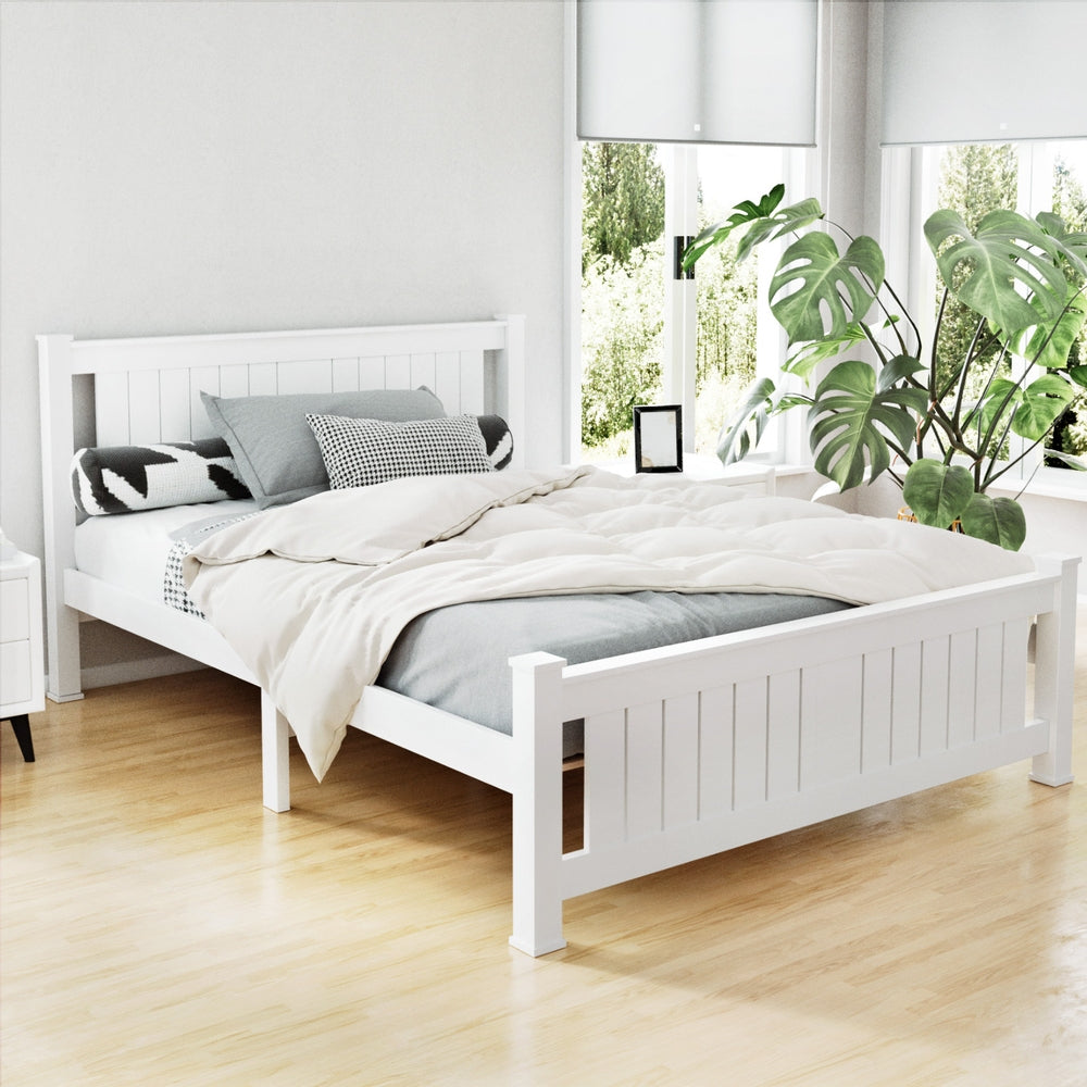 Double Size Wooden Bed Frame - White