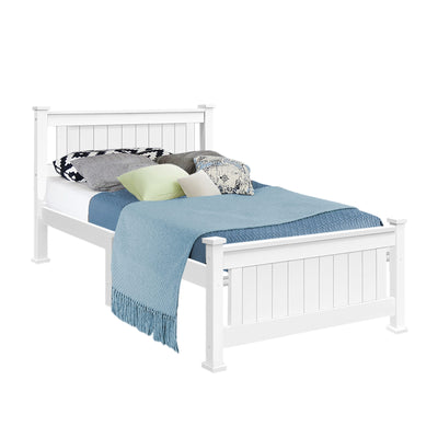 Single Size Wooden Bed Frame - White