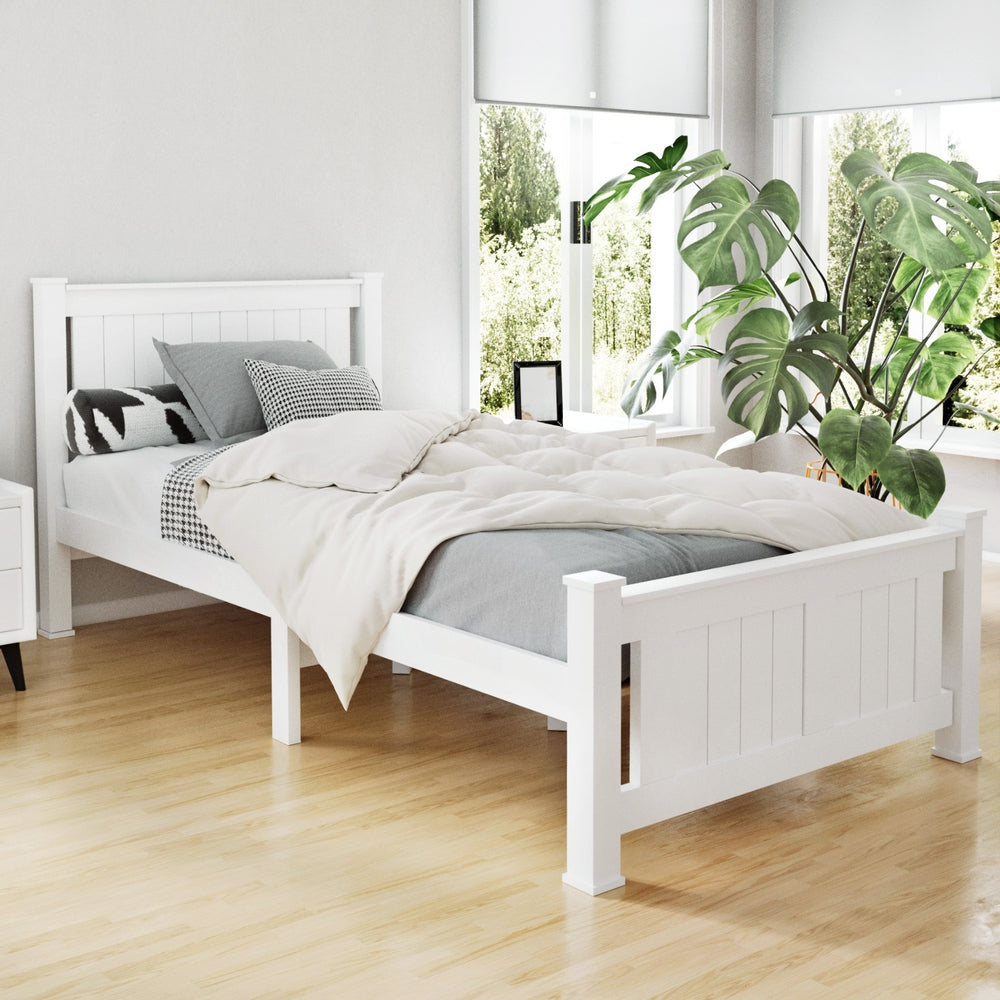 Single Size Wooden Bed Frame - White