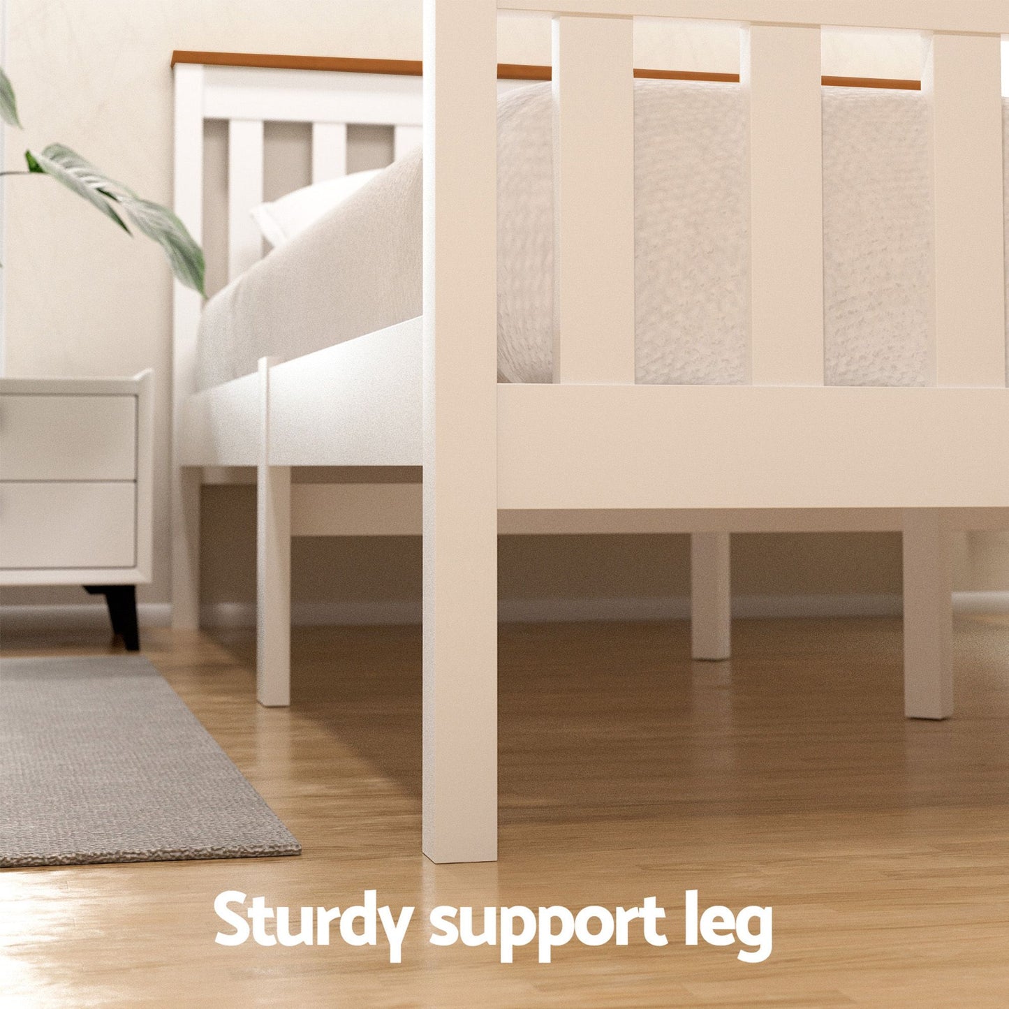 Artiss Bed Frame Double Size Wooden Platform with 2 Storage Drawers White PONY