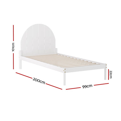 Artiss Bed Frame Single Size Wooden White DALY