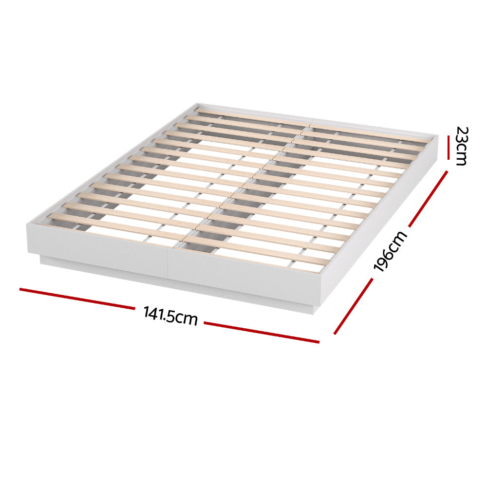 Artiss Double Bed Frame with 16Colour Led Light Wooden Platform Bed Base DAYGLOW