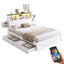 Artiss Double Bed Frame with Storage Drawers White Platform Bedframe with Bookcase Headboard Charging Station Led Light