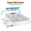 Artiss Queen Bed Frame with Storage Drawers White Platform Bedframe with Bookcase Headboard Charging Station Led Light