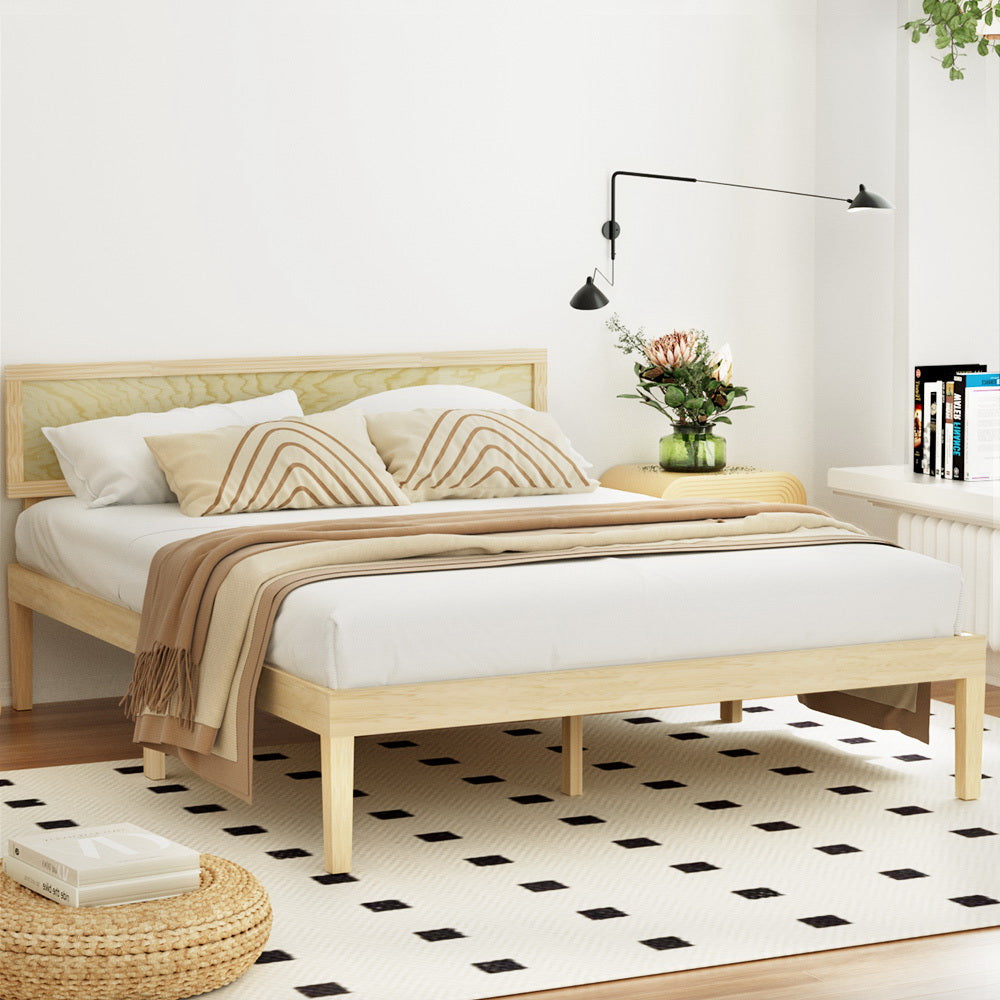 Artiss Bed Frame Queen Size Wooden Base Mattress Platform Timber Pine YUMI