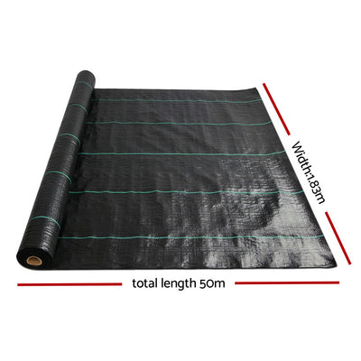 Instahut 1.83m x 50m Weedmat Weed Control Mat Woven Fabric Gardening Plant PE