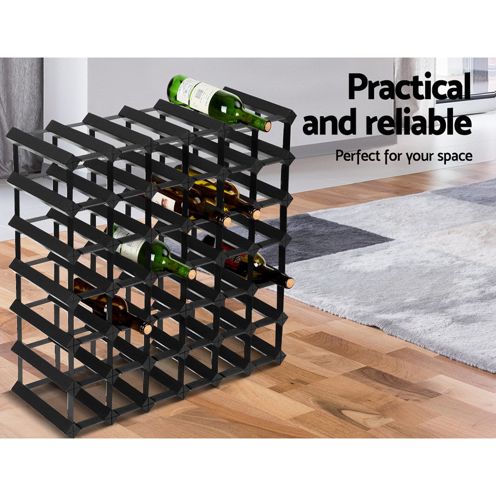 Artiss 42 Bottles Timber Wine Rack Storage Wooden Racks Black