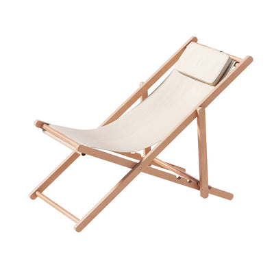 Gardeon Outdoor Chairs Sun Lounge Deck Beach Chair Folding Wooden Patio Furniture Beige