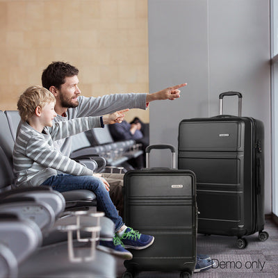 Wanderlite 28" Luggage Trolley Travel Suitcase Set TSA Lock Hard Case Black