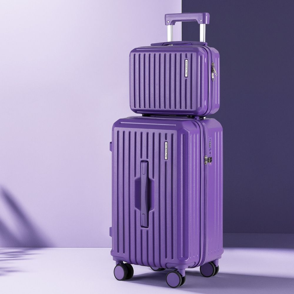 Wanderlite 2pcs Trunk Luggage Suitcase Travel Carry On TSA Lock 12" 20" Purple