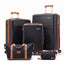 Wanderlite 5pcs Luggage Suitcase Set Trolley Travel TSA Lightweight Hard Case Black Brown