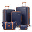 Wanderlite 5pcs Luggage Suitcase Set Trolley Travel TSA Lightweight Hard Case Navy Brown