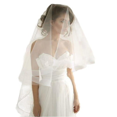 Wedding Veil Bride 2 Layer With Comb & Blusher Drop Bride Church White Ivory