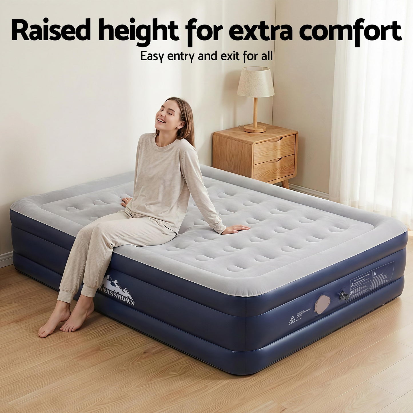 Weisshorn Queen Air Mattress with Rechargeable Cordless Pump 46cm