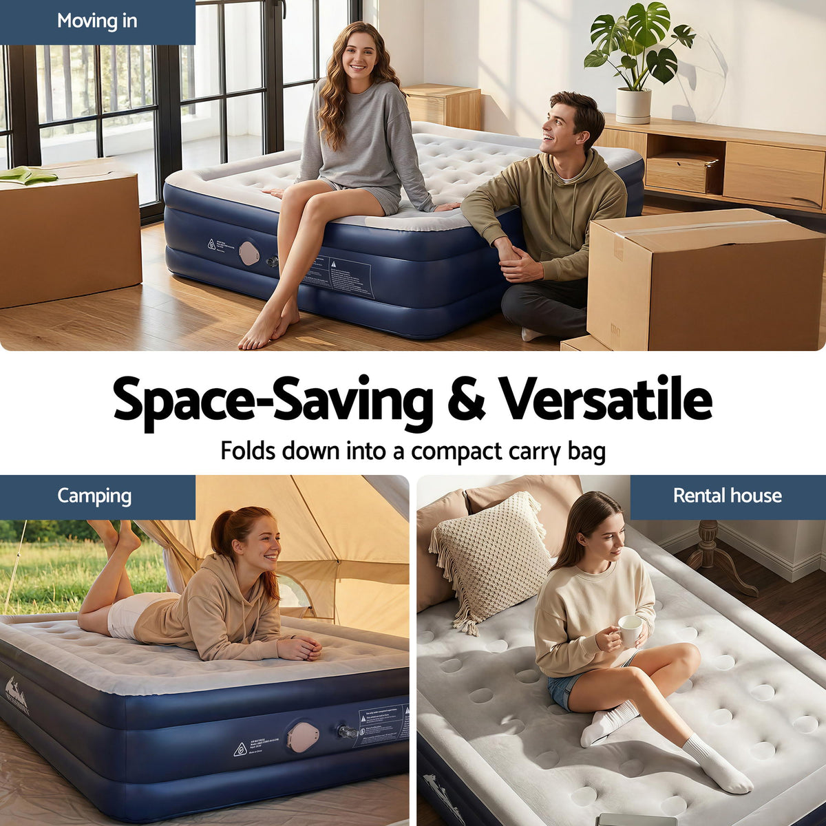 Weisshorn Queen Air Mattress with Rechargeable Cordless Pump 46cm