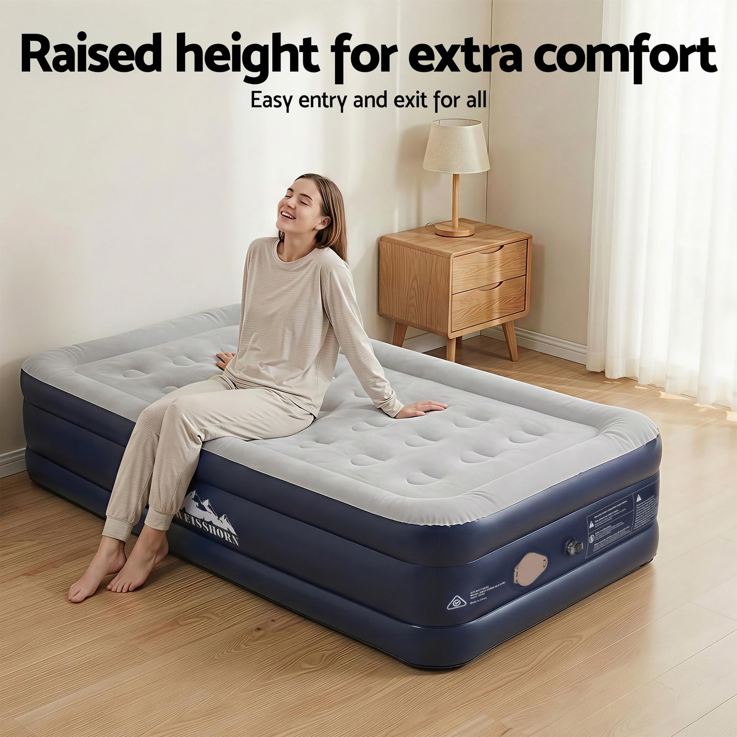 Weisshorn Single Air Mattress with Rechargeable Cordless Pump 46cm