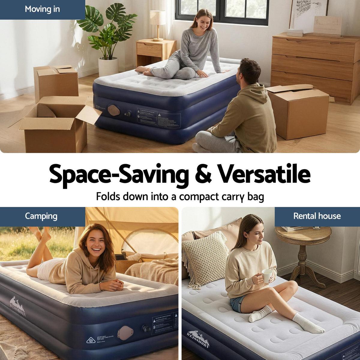 Weisshorn Single Air Mattress with Rechargeable Cordless Pump 46cm