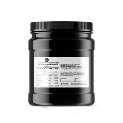 Whey Protein Isolate Powder - Native Unflavoured Shake WPI Supplement Jar
