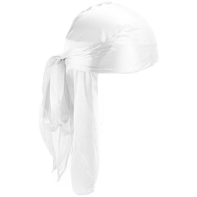 White Durag Silky Feel Doo Head Wrap Bandana Soft Cap Unisex Mens Womens Wrap