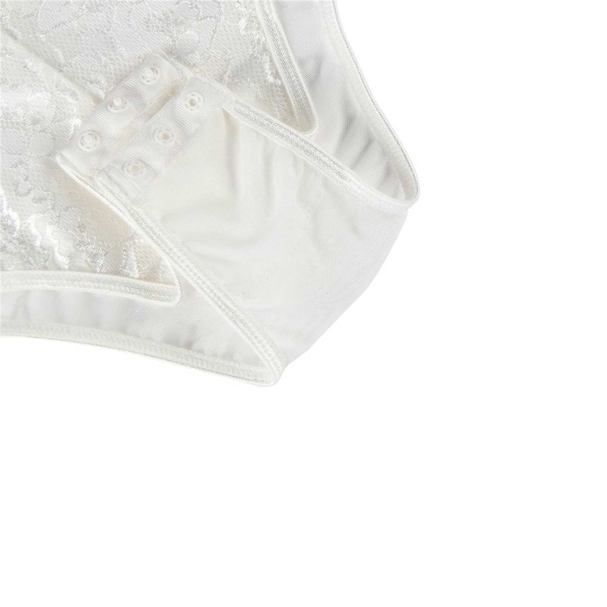 White Eyelash Lace Teddy Bodysuit Sexy One Piece Floral Caged Strappy Underwear