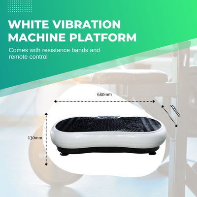 White Vibration Machine Platform - Exercise Vibrating Plate - Whole Body Workout